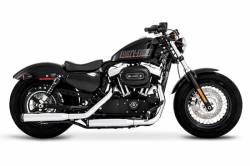 Rinehart - Rinehart 3" Slip-On Exhaust for Harley Sportster Black with Chrome Scalloped End Caps - Image 1