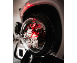 Custom Dynamics - Custom Dynamics Shark Demon 7" Headlight with Color Changing Backlight - Harley Touring + FL Softail - Image 5