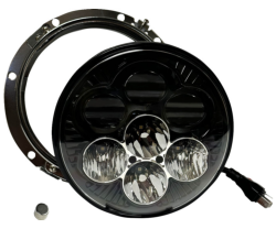 Custom Dynamics - Custom Dynamics Shark Demon 7" Headlight with Color Changing Backlight - Harley Touring + Dyna Models - Image 1