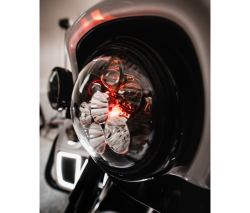Custom Dynamics - Custom Dynamics Shark Demon 7" Headlight with Color Changing Backlight - Harley Touring + Dyna Models - Image 2