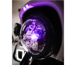 Custom Dynamics - Custom Dynamics Shark Demon 7" Headlight with Color Changing Backlight - Harley Touring + Dyna Models - Image 6